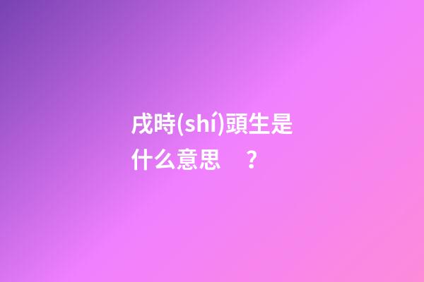 戌時(shí)頭生是什么意思？